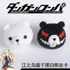 Cosplay&ware 1 Pair Dangan Ronpa Danganronpa Hair Clip Junko Enoshima Mono Kuma White Black Bear Anime Cosplay Headwear Girl Gift