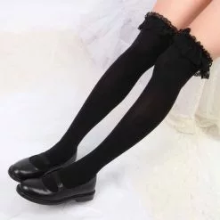 Cosplay&ware 1 Pair Lolita Socks Girls Japanese Style Pure Color Bow Lovely Cosplay Anime Stockings Sexy Leggings