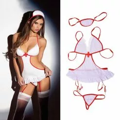 Cosplay&ware 1 Set Women Hot Erotic Costumes Role Play Nurse Uniform Sexy Lingerie Underwear Not Including Socks