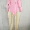 Cosplay&ware Latex Rubber Catsuit Exercise Tights Suit Pink And Transparent Bodysuit Size Xxs-xxl