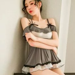 Cosplay&ware Sexy Lingerie Women And Playful Ruffled Sling Strapless Bow Tie Nightdress Set -Zentai shop online 2020 New Sexy lingerie women sexy and playful ruffled sling strapless bow tie nightdress set 2.jpg 640x640q80 2.jpg 2