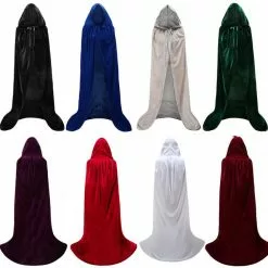 Coldker Autumn Adult Child Fleece Long Witch Black Hooded Vampire Cape Halloween Party Cloak Costume S-2xl