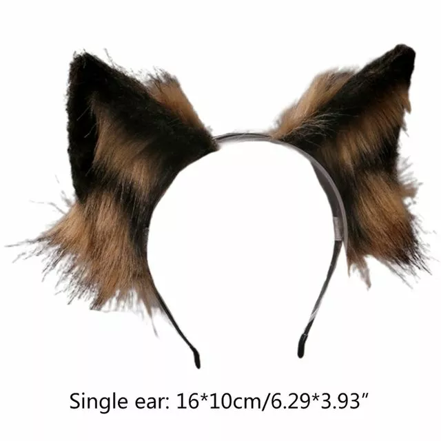 GOHAND Faux Fur Wolf Ears Headband Realistic Furry Animal Hair Hoop Cosplay Costume 5 GOHAND Faux Fur Wolf Ears Headband Realistic Furry Animal Hair Hoop Cosplay Costume - Image 5