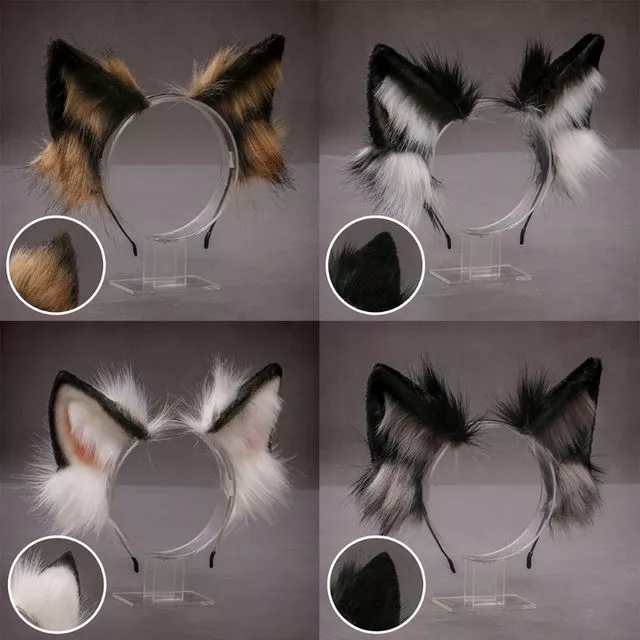GOHAND Faux Fur Wolf Ears Headband Realistic Furry Animal Hair Hoop Cosplay Costume 6 GOHAND Faux Fur Wolf Ears Headband Realistic Furry Animal Hair Hoop Cosplay Costume - Image 6