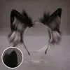 GOHAND Faux Fur Wolf Ears Headband Realistic Furry Animal Hair Hoop Cosplay Costume