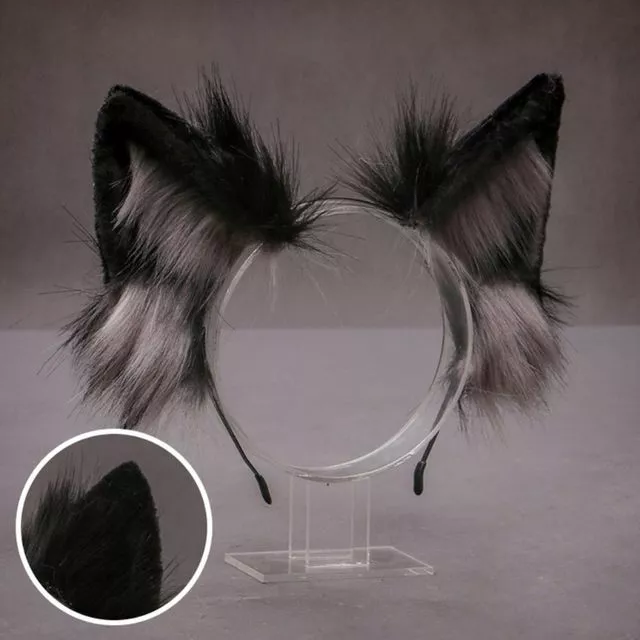 GOHAND Faux Fur Wolf Ears Headband Realistic Furry Animal Hair Hoop Cosplay Costume 1 GOHAND Faux Fur Wolf Ears Headband Realistic Furry Animal Hair Hoop Cosplay Costume