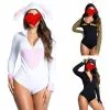 Cosplay&ware Sexy Hooded Catsuit V-neck Women’s Jumpsuit Pajamas Women Casual Cat Bee Rabbit Long Sleeve