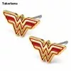 Cosplay&ware 2pcs Pair Comics Womens Wonder Female Cosplay Stud Earrings Red & Gold Accessories