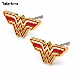 Cosplay&ware 2pcs Pair Comics Womens Wonder Female Cosplay Stud Earrings Red & Gold Accessories