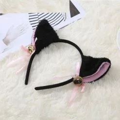 Cosplay&ware 6 Colors Beautiful Masquerade Halloween Cat Ears Cosplay Ear Anime Party Costume Bow Tie Bell Headwear Headband