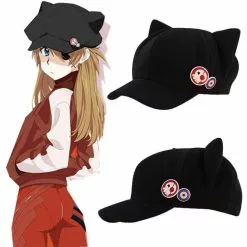 THE COS WORLD Eva Asuka Cat Ear Polar Fleece Hat Cap Baseball Anime Cosplay Accessories