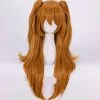 Cosplay&ware Eva Asuka Langley Soryu Cosplay Wigs Long Orange With 2 Ponytail Clips Heat Resistant Synthetic Hair Wig & Cap