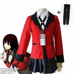 Cosfans 7pcs Full Set Jp Anime Kakegurui Cosplay Costume Halloween Jabami Yumeko Sayaka School Uniform