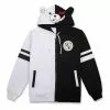 Novedan Anime Danganronpa Monokuma Cosplay Costume Unisex Hoodie Sweatshirt Hooded Black White Bear Long Sleeve Daily Casual Coat Jacket