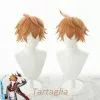Anihut Tartaglia Childe Cosplay Wig Genshin Impact Orange Heat Resistant Synthetic Hair Halloween
