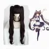 WOWO U Pre-sale Uwowo Nekopara Chocola Chocolate Cosplay Wig 80cm Long Twin-tail Hair Matte Synthetic Heat Resistant Fiber