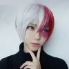Cosplay&ware Morematch My Hero Academia Boku No Hiro Akademia Shoto Todoroki Shouto White And Red Cosplay Wig & Cap
