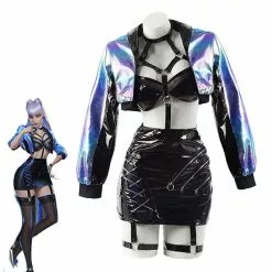Rolecos Game Lol Kda Cosplay Costume Evelynn Women Sexy All Out Halloween Bra Skirt Full Set