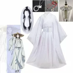 Cosfans Xie Lian Cosplay Costume Tian Guan Ci Fu Xielian Wigs Bamboo Hat Prop White Han Anime Outfit Unisex