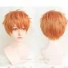 Paxbara Division Rap Battle Hypnosis Mic Orange Wig Cosplay Wigs Short Fluffy Layered Anime & Cap