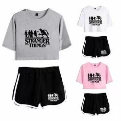 COSREA Stranger Things Costume T Shirt Shorts Two Piece Suit Girls Women 3d Print Tees Eleven Sports Sets