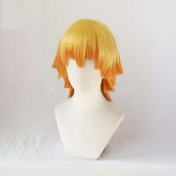 Anihut Agatsuma Zenitsu Wig Kimetsu No Yaiba Demon Slayer Yellow Synthetic Heat Resistant Hair Cosplay