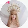 ITUY Lolita Vintage Kc Headband Angel Gold Halo Goddess Headpiece Virgin Mary Bride Crown Bead Chain Baroque Tiara Headwear