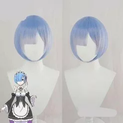AniHut Rem Wig Anime Re Zero Starting Life In Another World Heat Resistant Synthetic Blue Cosplay Hair