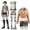 CosZtkhp Anime Attack On Titan Cosplay Shingeki No Kyojin Jacket Recon Corps Leather Skirt Hookshot Belts Suspenders Ackerman Costume