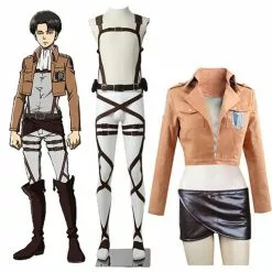 CosZtkhp Anime Attack On Titan Cosplay Shingeki No Kyojin Jacket Recon Corps Leather Skirt Hookshot Belts Suspenders Ackerman Costume