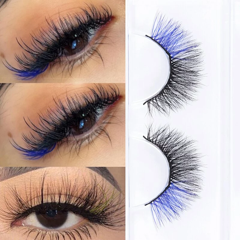 Cosplay&ware 1pairs 3d Mix Color False Lashes Natural Long Red Blue Purple Pink Eyelashes Dramatic Makeup Fake Lash Party For Cosplay 1 Cosplay&ware 1pairs 3d Mix Color False Lashes Natural Long Red Blue Purple Pink Eyelashes Dramatic Makeup Fake Lash Party For Cosplay