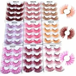 Okaylash 25mm 27mm Long Colorful Eyelashes Hot Pink Faux Mink Colored Lashes Cruelty Cosplay Halloween Cilias