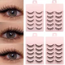 Cosplay&ware 5 Pairs 3d Faux Mink Manga Lashes Little Devil Cosplay Fairy False Eyelashes Natural Lash Extension Eye Makeup Tools