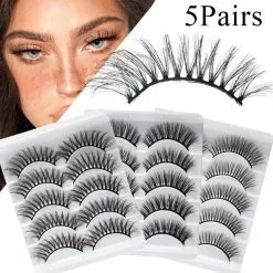 Cosplay&ware 5 Pairs 3d Faux Mink Manga Lashes Little Devil Cosplay Fairy False Eyelashes Natural Lash Extension Eye Makeup Tools -Zentai shop online 74238 72b65f