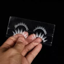 JCSYFAC 2 Pairs Soft Wispy Natural Eyelashes Extension White Upper & Amp; Lower False Halloween Party Cosplay Eye Makeup Lash Tools