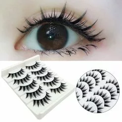 Cosplay&ware 5 Pairs Eyelashes Cos Dance Performance Eyelash Handmade Acrylic Cross Female Japanese 3d Natural Lashes Cosplay