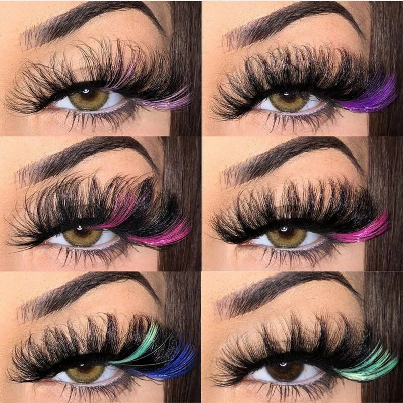 Asiteo Rainbow Eye Lashes Cruelty Dramatic Makeup Beauty Purple Pink Blue Cilias Ombre Two Toned Colored Eyelashes Cosplay 1 Asiteo Rainbow Eye Lashes Cruelty Dramatic Makeup Beauty Purple Pink Blue Cilias Ombre Two Toned Colored Eyelashes Cosplay