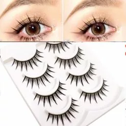 HANDAIYAN Manga Lashes 4 Pairs Wispy Cosplay Japanese Anime Handmade Natural Long Thick Curling Eyelash Extension Makeuptool