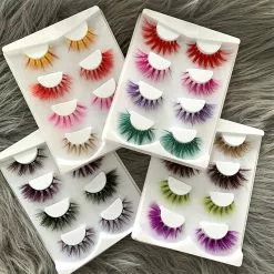 Mikiwi 3d Fluffy Colored Eye Lashes Natural Dramtic Red Yellow Purple White Cosplay Makeup Lash Reusable Eyelashes