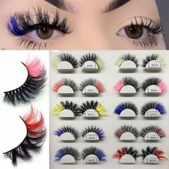AMAOLASH 3d Color False Lashes Natural Long Colorful Eyelashes Dramatic Makeup Fake Lash Party Colored For Cosplay Halloween