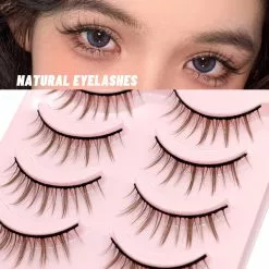 Groinneya 5pairs Eyelashes Cosplay Natural Lashes 3d Faux Mink Eyelash Wispy Fluffy Soft Extension Hand Made Fake Lash Makeup