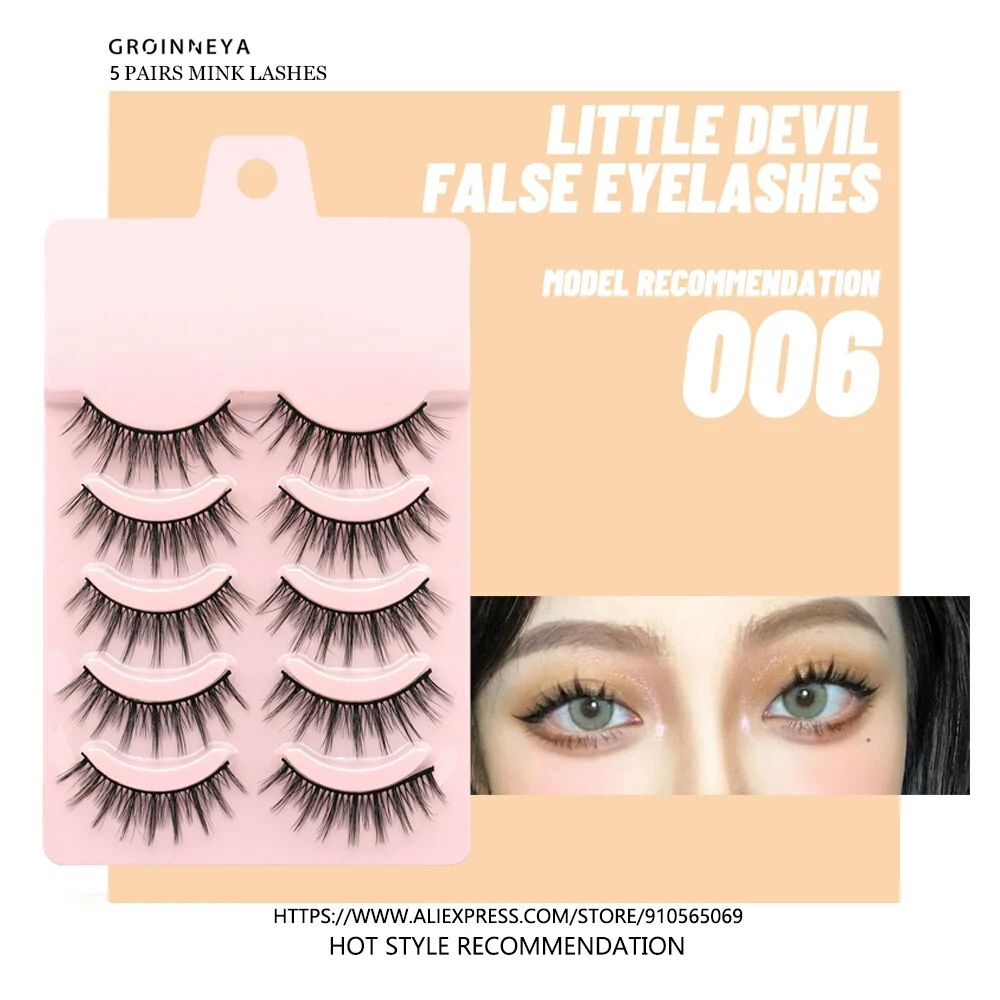 Groinneya 2 5 Pairs 3d Faux Mink Lashes Natural Cosplay False Eyelashes Japanese Seriouscross Manga Makeup Tools 2 Groinneya 2 5 Pairs 3d Faux Mink Lashes Natural Cosplay False Eyelashes Japanese Seriouscross Manga Makeup Tools - Image 2