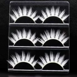Hbzgtlad 3pair White Eyelashes Cosplay Makeup Natural Long Cross Strip False Eye Lashes