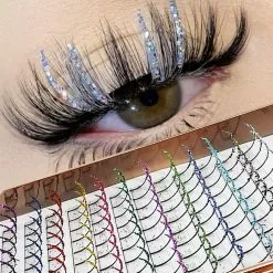 VETERAN TECH Mix 12 Color Glitter Lashes Fluffy Streaks Cosplay Makeup Beauty Individual Eyelashes Extension