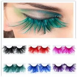 Maylintech 1pair Feather 3d Thick Winged Natural Long False Eyelashes Party Nightclub Makeup Eye Lash Halloween Xmas Show Eyeashes