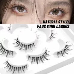GROINNEYA Manga Lashes 5 Pairs Cosplay 3d Faux Mink Natural Short Full Strip Clear Band Soft Eyelashes Extension