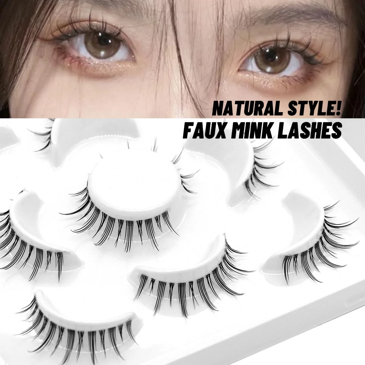 GROINNEYA Manga Lashes 5 Pairs Cosplay 3d Faux Mink Natural Short Full Strip Clear Band Soft Eyelashes Extension 1 GROINNEYA Manga Lashes 5 Pairs Cosplay 3d Faux Mink Natural Short Full Strip Clear Band Soft Eyelashes Extension