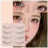 EYENGLE 4pairs Natural False Eyelashes Thin Band Hand Made Short Lighter Eyelash Cosplay Korean Fashion Wispy Extension Makeup Tools