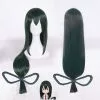 Cosplay&ware 80cm My Hero Academia Baku No Asui Tsuyu Wig Dark Green Long Straight Cosplay Wigs & Cap