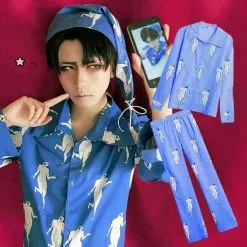 Novedan Anime Attack On Titan Levi Pajamas Sleepwear Shingeki No Kyojin Cosplay Costume Adult Pyjamas Shirt Pants With Hat